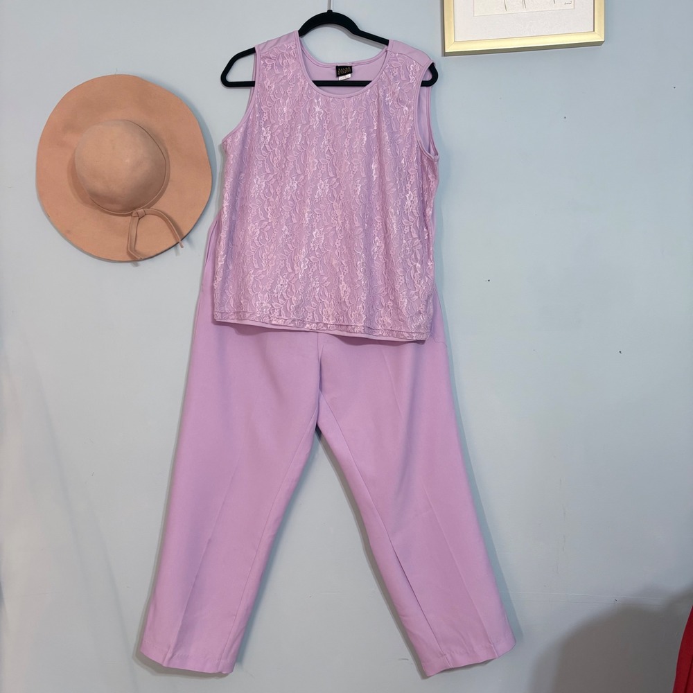 Salon Studio by Haband Vintage Lavender Lace Front Tank and Pants Set Size LP
